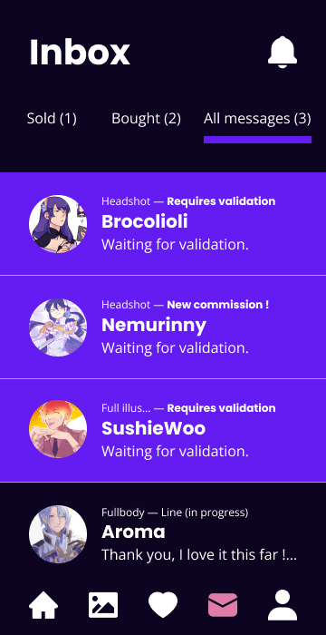 Showcase of the private chat in the app.